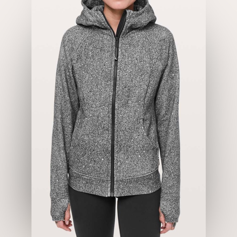 Lululemon Scuba Hoodie Black White Zip Front Women's Size 4
